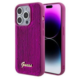 Guess Sequin Script Logo Zadní Kryt pro iPhone 15 Pro Max Magenta