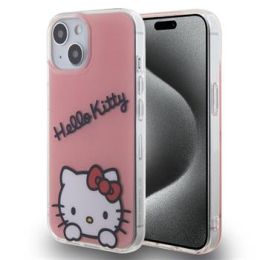 Hello Kitty IML Daydreaming Logo Zadní Kryt pro iPhone 15 Pink