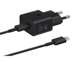 EP-T2510XBE Samsung USB-C 25W Cestovní nabíječka + USB-C Datový Kabel  Black