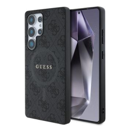 Guess PU Leather 4G Colored Ring MagSafe Zadní Kryt pro Samsung Galaxy S25 Ultra Black