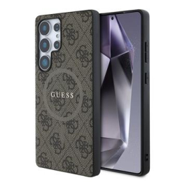 Guess PU Leather 4G Colored Ring MagSafe Zadní Kryt pro Samsung Galaxy S25 Ultra Brown