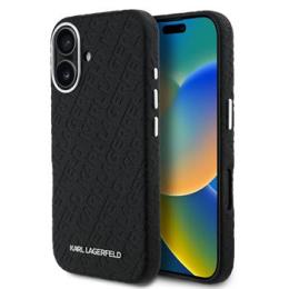 Karl Lagerfeld Grained PU Repeated Logo MagSafe Zadní Kryt pro iPhone 16 Black