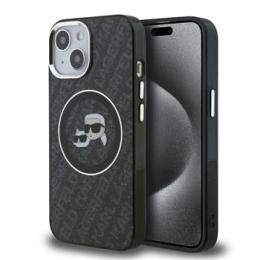 Karl Lagerfeld IML K&CH Heads Repeated Logo MagSafe Zadní Kryt pro iPhone 15 Black