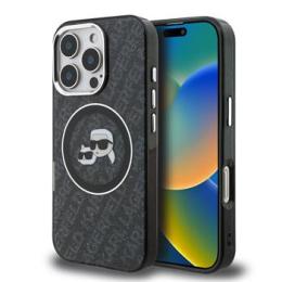 Karl Lagerfeld IML K&CH Heads Repeated Logo MagSafe Zadní Kryt pro iPhone 16 Pro Black