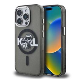 Karl Lagerfeld IML Glitter Karl and Choupette Sketch MagSafe Zadní Kryt pro iPhone 15 Pro Black