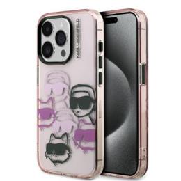 Karl Lagerfeld IML Multi K&CH Heads Zadní Kryt pro iPhone 15 Pro Pink