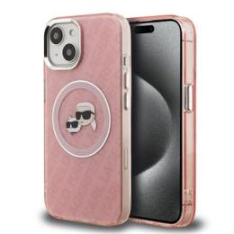Karl Lagerfeld IML K&CH Heads Repeated Logo MagSafe Zadní Kryt pro iPhone 15 Pink