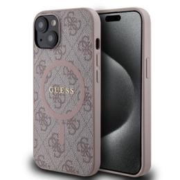 Guess PU Leather 4G Colored Ring MagSafe Zadní Kryt pro iPhone 14 Pink