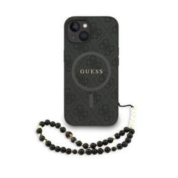 Guess PU Leather 4G Colored Ring Strap MagSafe Zadní Kryt pro iPhone 13 Black