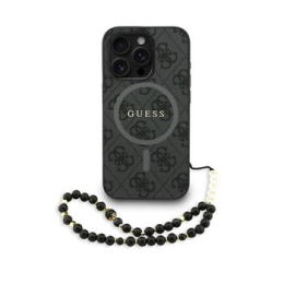 Guess PU Leather 4G Colored Ring Strap MagSafe Zadní Kryt pro iPhone 15 Pro Black