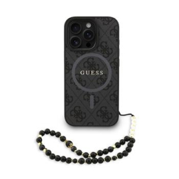 Guess PU Leather 4G Colored Ring Strap MagSafe Zadní Kryt pro iPhone 16 Pro Black