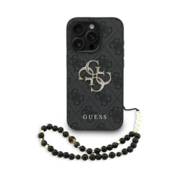 Guess PU 4G Metal Logo Strap Zadní Kryt pro iPhone 15 Pro Black
