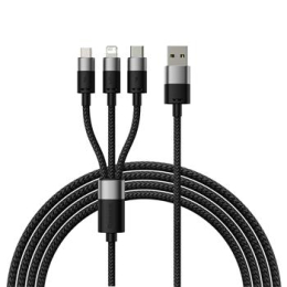 Baseus StarSpeed 3v1 Fast Charging Datový Kabel USB-A - USB-C/Lightning/MicroUSB 20W 3.5A 1.2m Black