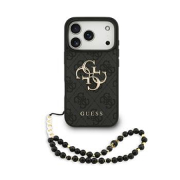 Guess PU 4G Metal Logo Strap Zadní Kryt pro iPhone 17 Pro Black