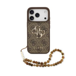 Guess PU 4G Metal Logo Strap Zadní Kryt pro iPhone 17 Pro Brown