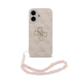 Guess PU 4G Metal Logo Strap Zadní Kryt pro iPhone 17 Pink