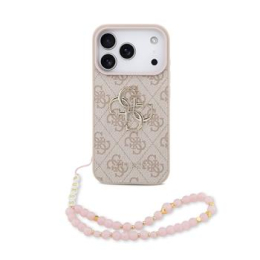 Guess PU 4G Metal Logo Strap Zadní Kryt pro iPhone 17 Pro Pink
