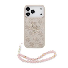 Guess PU 4G Metal Logo Strap Zadní Kryt pro iPhone 17 Pro Max Pink