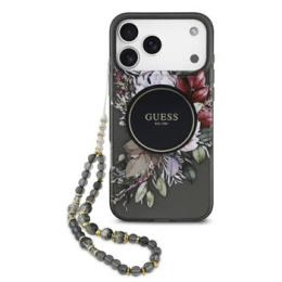 Guess IML Flowers Strap MagSafe Zadní Kryt pro iPhone 17 Pro Max Black