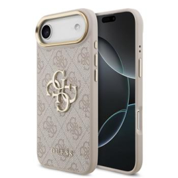 Guess PU Leather 4G Metal Logo Gold Frame Zadní Kryt pro iPhone Air Pink