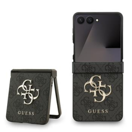 Guess PU 4G Metal Logo Zadní Kryt pro Samsung Galaxy Z Flip 7 Grey