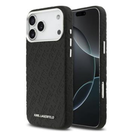 Karl Lagerfeld Grained PU Repeated Logo MagSafe Zadní Kryt pro iPhone 17 Pro Max Black