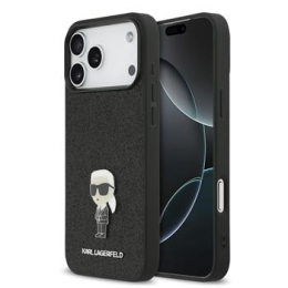 Karl Lagerfeld Fixed Glitter Metal Ikonik Zadní Kryt pro iPhone 17 Pro Max Black