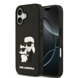 Karl Lagerfeld 3D Rubber Karl and Choupette Zadní Kryt pro iPhone 17 Black