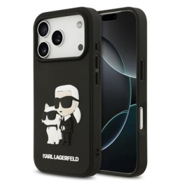 Karl Lagerfeld 3D Rubber Karl and Choupette Zadní Kryt pro iPhone 17 Pro Black