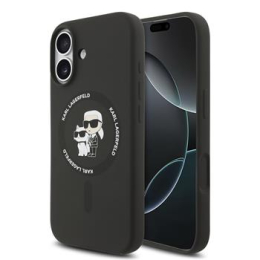 Karl Lagerfeld Liquid Silicone Karl and Choupette MagSafe Zadní Kryt pro iPhone 17 Black