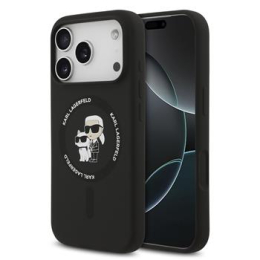 Karl Lagerfeld Liquid Silicone Karl and Choupette MagSafe Zadní Kryt pro iPhone 17 Pro Max Black