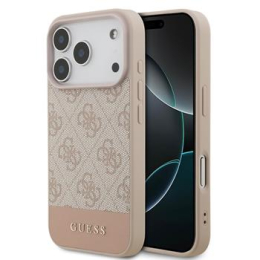 Guess PU 4G Stripe Zadní Kryt pro iPhone 17 Pro Pink