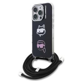 Karl Lagerfeld IML Crossbody K&CH Heads Zadní Kryt pro iPhone 16 Pro Black