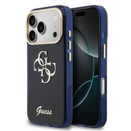 Guess IML 4G Script Metal Logo Zadní Kryt pro iPhone 17 Pro Blue