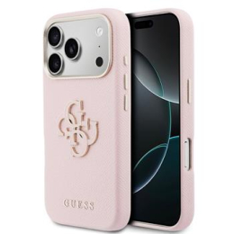 Guess PU Resin Logo Zadní Kryt pro iPhone 17 Pro Max Pink