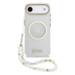 Guess IML Glitter Script Strap MagSafe Zadní Kryt pro iPhone Air Transparent
