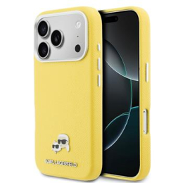 Karl Lagerfeld PU Karl and Choupette Heads Pins MagSafe Zadní Kryt pro iPhone 17 Pro Yellow