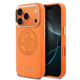 Guess PU Perforated 4G Logo MagSafe Zadní Kryt pro iPhone 17 Pro Orange
