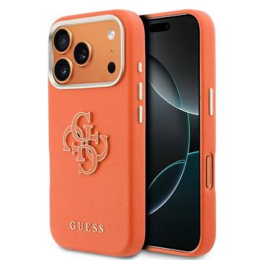 Guess PU Resin Logo Zadní Kryt pro iPhone 17 Pro Max Orange