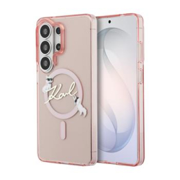 Karl Lagerfeld IML Choupette Karl Script Logo Magnetic Zadní Kryt pro Samsung Galaxy S26 Ultra Pink