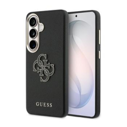 Guess PU 4G Resin Metal Logo Zadní Kryt pro Samsung Galaxy S26 Black