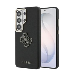Guess PU 4G Resin Metal Logo Zadní Kryt pro Samsung Galaxy S26 Ultra Black