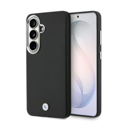 BMW Signature PU Leather Metal Logo Magnetic Zadní kryt pro Samsung Galaxy S26+ Black