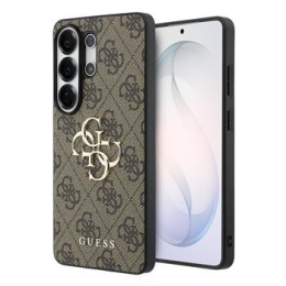 Guess PU 4G Metal Logo Zadní Kryt pro Samsung Galaxy S26 Ultra Brown