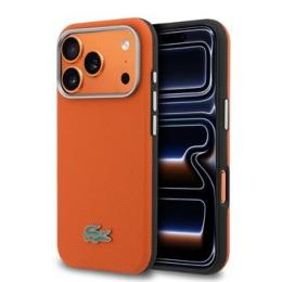 Lacoste PVC Petit Pique Semi Wrap MagSafe Zadní Kryt pro iPhone 17 Pro Max Orange