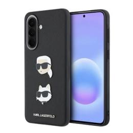 Karl Lagerfeld Liquid Silicone Metal Karl and Choupette Zadní Kryt pro Samsung Galaxy A57 Black