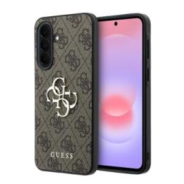 Guess PU 4G Metal Logo Zadní Kryt pro Samsung Galaxy A37 Brown