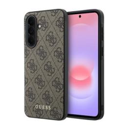 Guess PU 4G Metal Classic Logo Zadní Kryt pro Samsung Galaxy A37 Brown