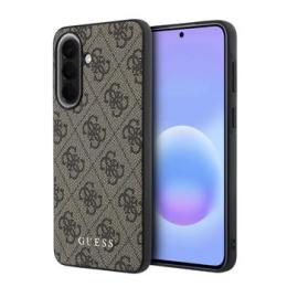 Guess PU 4G Metal Classic Logo Zadní Kryt pro Samsung Galaxy A57 Brown