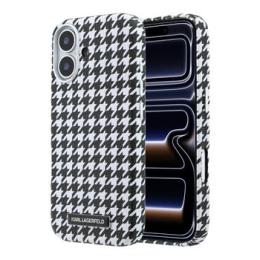 Karl Lagerfeld PU Houndstooth Resin Plate MagSafe Zadní Kryt pro iPhone 17 Black